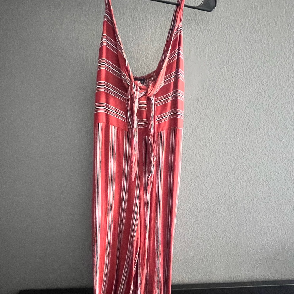 Red Striped Women's Jumpsuit